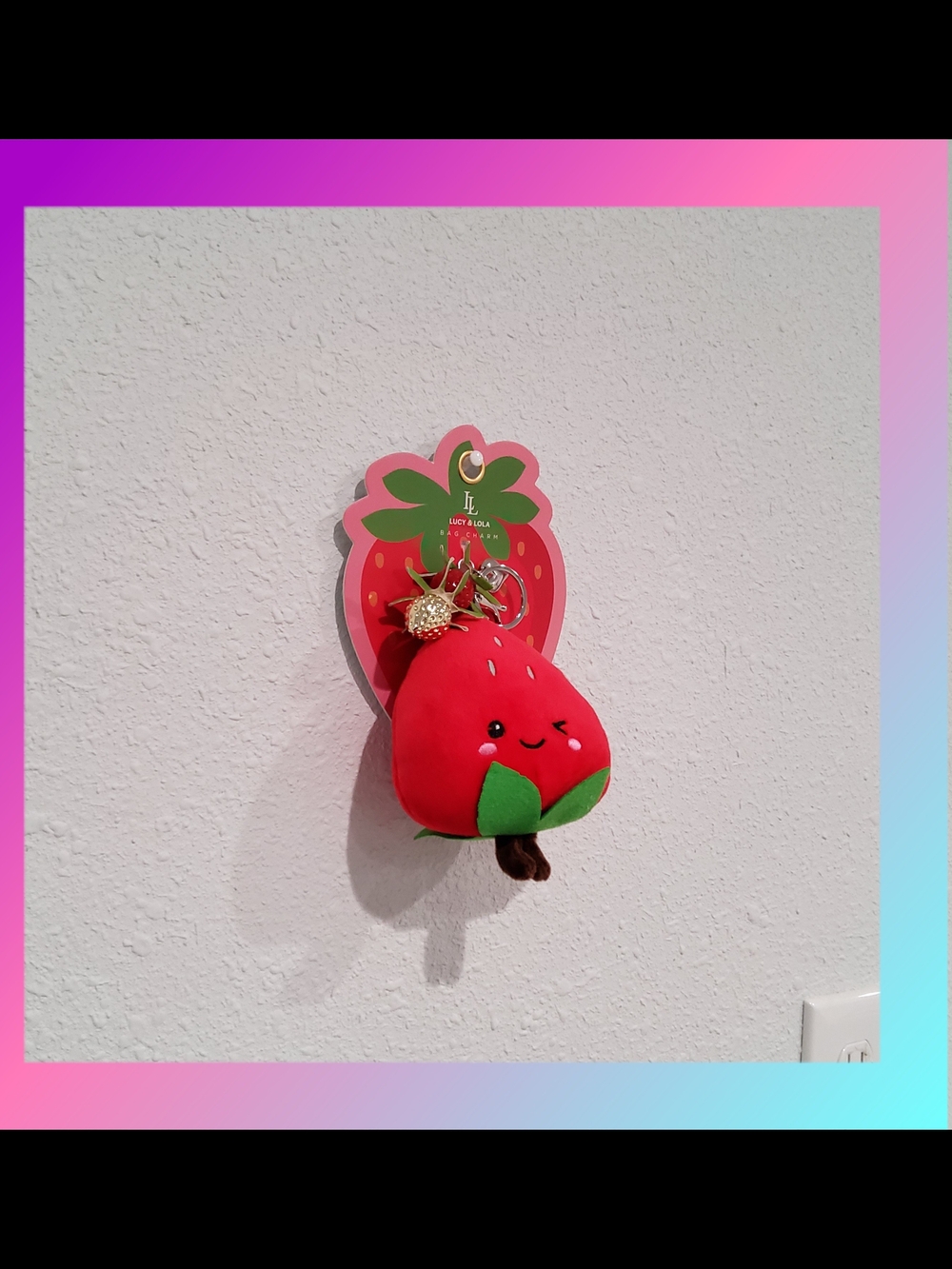 Lucy & Lola Red Strawberry Plush Keychain - Picture 2 of 3